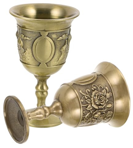 CLISPEED 2 Pièces Vintage Gobelets Européens Métal Lot de Calices Hauts pour Spiritueux Design Créatif et Élégant pour Cérémonies et Décor Maison