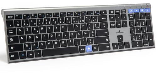 Bluestork KB Grapheme - Clavier sans Fil Bluetooth & 2.4GHz AZERTY FR | Sans Fil Bluetooth & 2.4GHz, Ultra-Fin, 110H Autonomie, Silencieux, 12 Raccourcis, Touche Copilot
