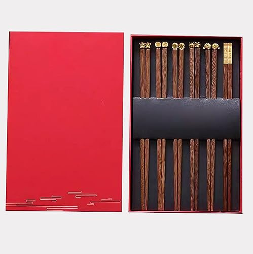 Palillos, Palillos chinos, palillos reutilizables, antideslizantes for el hogar, con cabeza de metal, juego caja regalo
