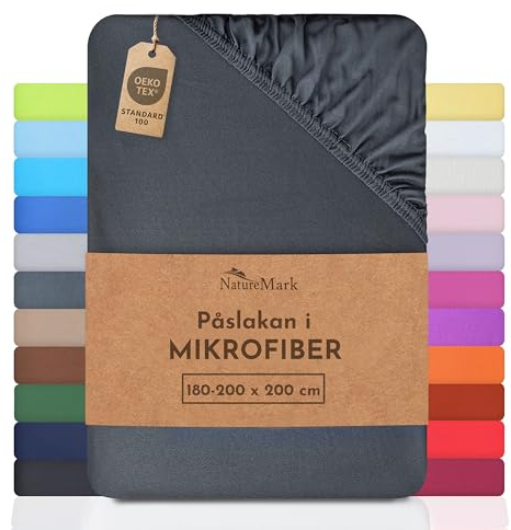 NatureMark Mikrofiber SPANNBETTLAKEN! många storlekar och färger märkesvaror (lakan 180x200-200x220 cm, Antracitgrå)