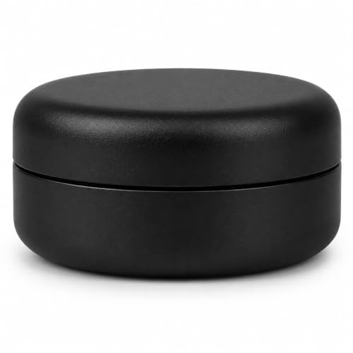 JCASE Sturdy Stash Metal Tin, Airtight, Waterproof, Diameter 55 x 23 mm, UV Light Protected Box for Pills, Herbs and Spices (Black)
