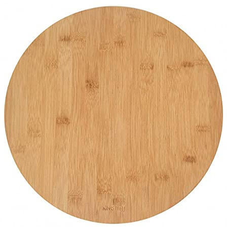 Bambusbrett drehbar rund Schneidebrett zum Servieren und Schneiden von Pizza 35cm KINGHOFF KH-1566