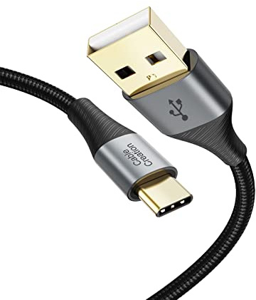 CableCreation Cable USB C (2M), 3A USB A a tipo C Cable de carga rápida Cable de carga USB C trenzado de nailon Compatible con Galaxy S22 S21 S20 S10 Note 10 9 Z Fold 4/3, ZFlip 4/3 Huawei P20 Mate20