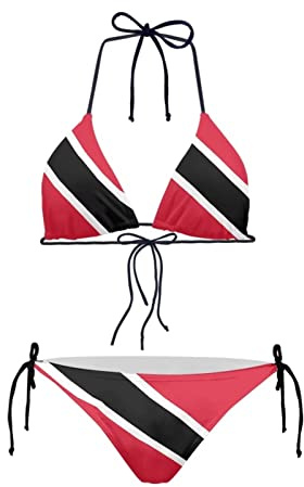 Biyejit Dam tvådelad bikiniset sexiga badkläder grimma sträng triangel baddräkter baddräkter, Trinidad och Tobago-flagga, S