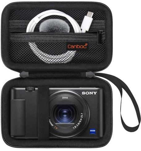 Canboc étui de Transport pour Sony ZV-1 / ZV-1F / ZV-1 II caméra numérique, Sony ZV1 Vlogging Sac de caméra, Poche Maille à Fermeture éclaire Convient câble USB, Noir