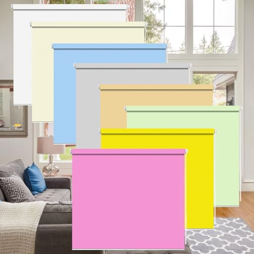 Plissee ohne Bohren 40 x 180 cm Seitenzugrollo Easyfix, Rollo verdunkelung Fenster Rollo Sonnenchutz Sichtschutz und Sonnenchutz für innen Wandmontage, Gelb