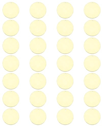 QUARKZMAN 50 Stück 25mm Durchmesser Messing Anhänger Rund Laser Gravur Rohlinge mit Loch für Halskette Ohrringe Armband Fußkettchen Hundemarke Schlüsselanhänger Schmuckherstellung Basteln