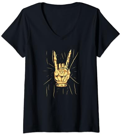 Femme Fourchette à frites Hard Rock Heavy Metal T-Shirt avec Col en V