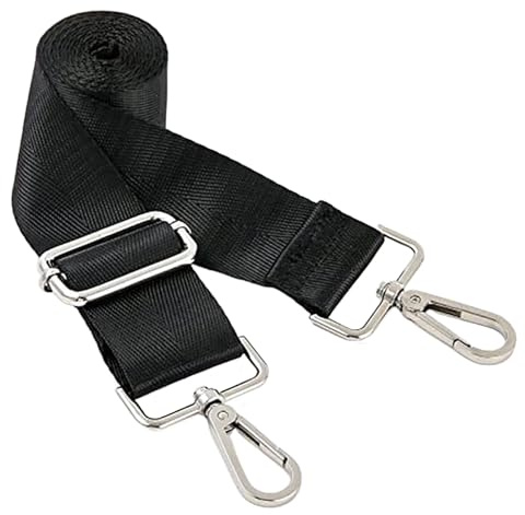 Verstellbarer breiter Schultergurt für Taschen, 3,8 cm breiter schwarzer Canvas‑Taschenriemen mit Karabinerhaken, Ersatz‑Umhängetaschengurt zum Austauschen von Hand‑ und Umhängetaschen