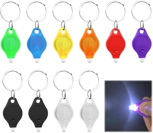 10 Pairs Torch Keyring, Portable Mini LED Keychain Flashlight (Color-White)