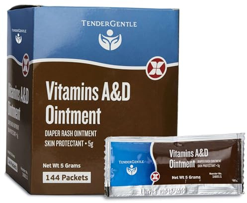 Vitamin A&D Ointment For Baby Diaper Rashes - 144 Packets of A and D Ointment for Adults, Babies, and Seniors - Skin Protectant Cream