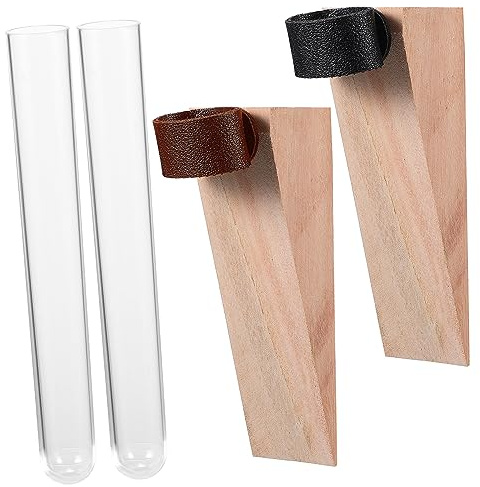 Amosfun Propagation Stations Wall Mounted Test Tube Plant Holders Plastic Hydroponic Plant Vases Black and Brown 2pcs for Home and Office