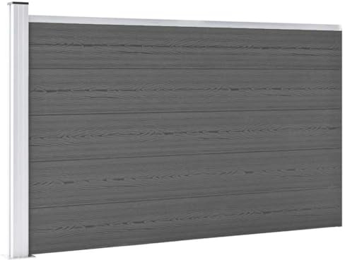 Clôture de jardin WPC - 175 x 105 cm - Gris - Panneau brise-vue composite en bois et plastique - Système robuste en aluminium pour jardin, cour et terrasse - Durable