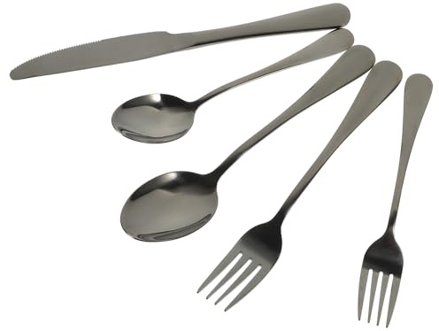 UKCOCO Set de Couverts en Acier Inoxydable Comprenant Fourchette à Steak, Cuillère Coupe, Couteau Confortable pour Maisons et Hôtels, Design Simple et Solide