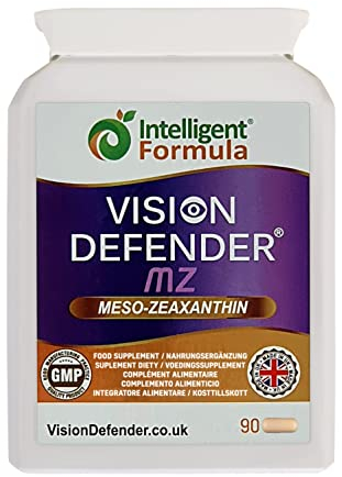 Vision Defender MZ Eye Health Supplement – 10mg Meso-Zeaxanthin from Marigold Extract – Antioxidant Carotenoid for Vision Support and Retina Nutrition – 90 Vegan Capsules. Made in UK