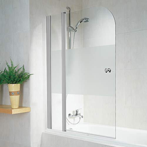 Schulte D850 01 100 5 Duschabtrennung Garant für Badewanne, 100 x 140 cm, 6 mm Sicherheitsglas Dezent, alunatur, Montage links