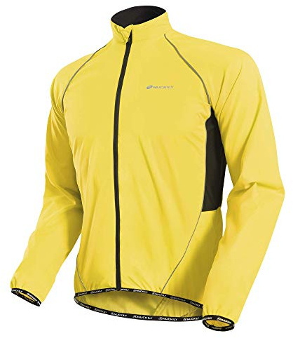 NUCKILY Veste de cyclisme multifonction pour homme - Coupe-vent - Imperméable - Légère - Pour VTT, course à pied, camping, jaune, XS
