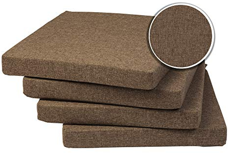 sunnypillow 4er Set Stuhlkissen mit Bindebänder - 40 x 40 x 3 cm - Sitzkissen Outdoor für Stühle/Bänke - Polsterauflage Sitzauflage Gartenkissen für Garten viele Farben zur Auswahl - Braun