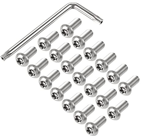 sourcing map M8 x 20 mm Torx-Sicherheitsmaschinenschraube, 20 Stück Flachkopfschrauben innen Säule, mit T40 L-Schraubenschlüssel, 304 Edelstahl-Befestigungsschrauben