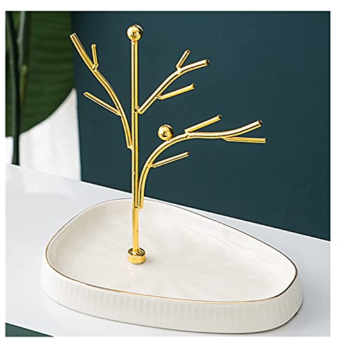 DUNAKE Plateau À Bijoux Bol À Clé,Vide Poche Entree Organisateur,céramique Fait À La Main, Plateau De Service pour Thé, Aliments, Décoration De La Maison (Color : White)