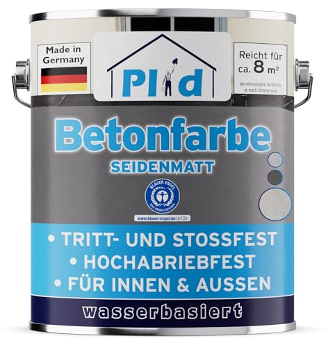 Plid Betonfarbe Außen frostsicher Kieselgrau 0,75 L – Bodenfarbe | Boden & Wand | Beton, Estrich & Mauerwerk | Seidenmatt | Abriebfest | Keller & Balkon | ca. 8 m² | Made in Germany