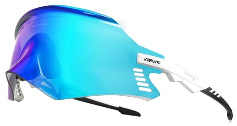 KAPVOE Cycling Glasses UV400 CAT.3 Lightweight TR90 for Men and Women K2 | UV400 CAT.3 PC Shield, Approx. 30g TR90, Wide Wraparound View, 2 Nose Pad Sizes