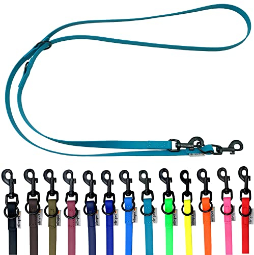 Biothane Hundeleine kleine Hunde/große Hunde verstellbar 2m / 2,40m / 2,80m / 3,50m / 5m schwarzer Haken (3,50m X 13mm, Petrol)