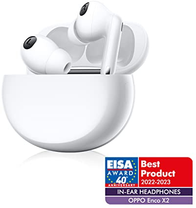 OPPO Enco X2 - Écouteurs Bluetooth sans Fil - Oreillette Semi Intra-Auriculaire - Son Binaural Simultané - Réduction du Bruit Active - Batterie Rechargeable - Boîtier Compris - Blanc [version FR]