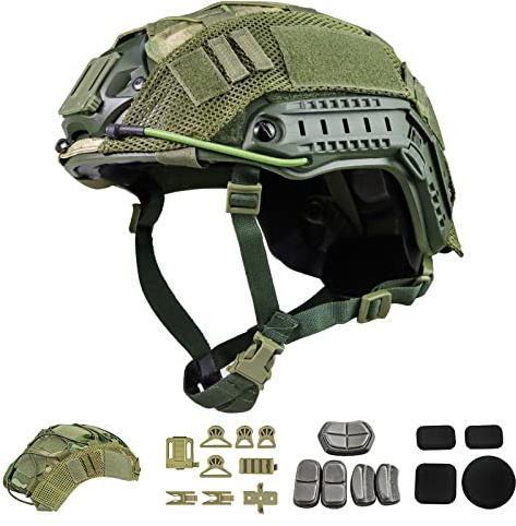 TacSnake Tactical Airsoft Paintball Fast Helmet with Helmet Cover, PJ Type Tactical Multifunctional Protective NVG Mount