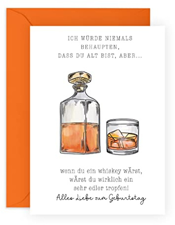Central 23 Lustige Geburtstagskarte – WENN DU EIN WHISKEY WARST – Humorvolle Geburtstagskarte für Männer, Frauen, Ihn, Geburtstagsgeschenk für Freund – Kommt mit Aufklebern