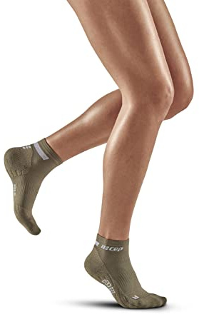 CEP Damen The Run Compression Socks Low Cut Laufbekleidung Kompressions-Socken Olive - Oliv Iii