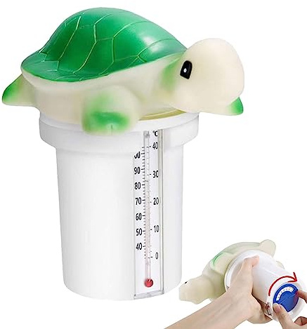 Storaffy Chlordosierer für Pool | 1/2 Stück Turtle Schwimmender Pool Chlor Dosierer| Niedlicher Schwimmer Pool Chlor Spender mit Thermometer | Kleine Schildkröten Pool Zubehör Dosierschwimmer Pool