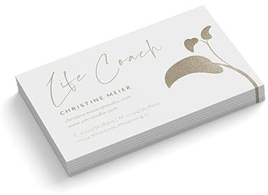 easyprint Personalisierte Visitenkarten | Life Coach | 1-seitig | Querformat | Menge + Farbe Auswahl | gestalten | Trainer | Dozent | Ausbilder | Mindset Coach (Weiß, 250 Stück)