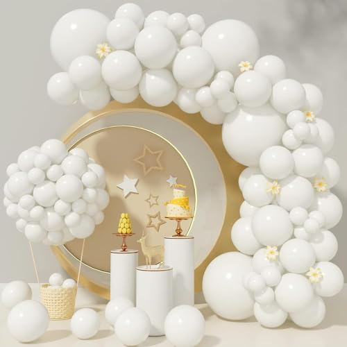Luftballons Weiß, 102 Stück Weiße Luftballons Hochzeit Geburtstag Deko, Große Weiss Helium Ballons, Luftballon Girlande Kit Für Party Deko Geburtstag Party Babyparty Baby Shower Wedding Dekoration