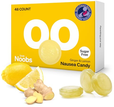 Caramelle al Limone e Zenzero per la Nausea in Gravidanza di LoveNoobs™, Anti Nausea Pregnancy, Ginger Chews, Candy for Morning Sickness, Lemon Drops for Motion Sickness, Sugar-Free, B6