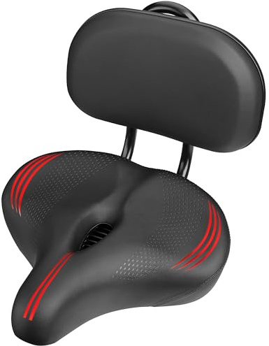COOLWUFAN Oversized Bike Seat with Backrest for Peloton Bike, Wide Bicycle Saddle Compatible with Peloton, Road, Exercise, Tricycle, Electric Bike