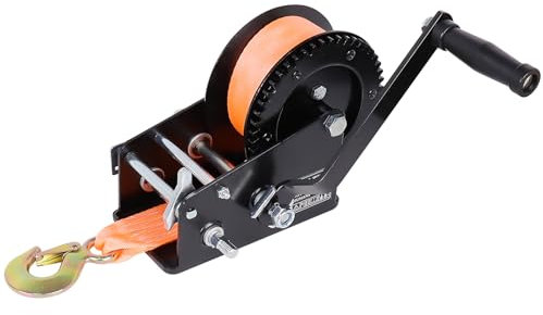 Cabrestante de mano resistente para remolque de barco, 3500 libras con correa de poliéster de 32.8 pies, cabrestante de manivela manual para remolque, barco, remolque ATV