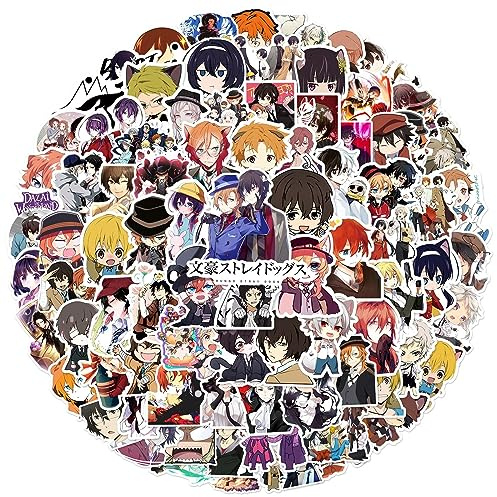 Bungo Stray Dogs Aufkleber für Laptop (100PCS),Geschenk für Kinder Jugendliche Erwachsene Jungen,Anime Stickers Wasserdicht Vinyl Aufkleber für Scrapbook,Skateboard,Auto,Gepäck