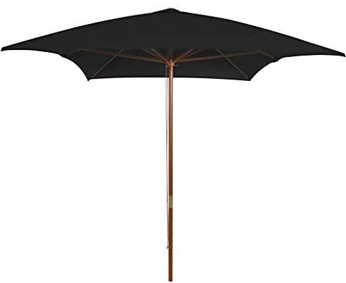 QJBSAVVA Ombrellone da Esterni con Palo, Ombrellone Da Bar Ombrelloni Da Esterno Ombrellone Piccolo Ombrellone Da Balcone Adatto per Esterno Terrazzo Bar Giardino in Legno 200x300 cm Nero