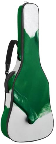 Schöner Koffer für 40/41/42 Zoll Akustikgitarre mit Aufbewahrung und Schutz, Grünes Herz-Lackmuster, Mehrfarbig Nr. 08, 42.9x16.9x4.7 in, Gitarrentasche