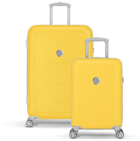 SUITSUIT Kofferset 2 teilig - Handgepäck Koffer - Reisekoffer Groß - Koffer Leicht - Hartschalenkoffer mit Zahlenschloss - Caretta Daffodil