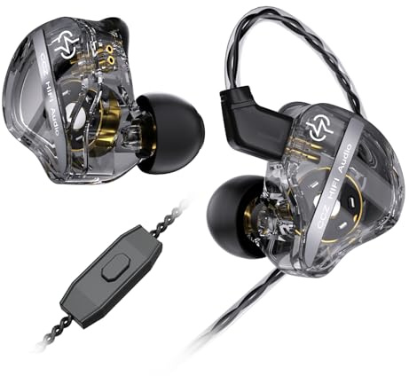 CCZ DC01 PRO HiFi In Ear Monitor Auricolari Potente diaframma per bassi Auricolari da gioco cablati Cuffie con cavo a latenza 0 reale Microfono HD per chiamate musicali Giochi(Nero, microfono)