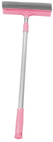 HONMEET Limpiador De Ventanas Doble Cara Mango Telescópico De 80 Cm, Paño Plástico Resistente, Herramienta para Baño y Hogar, Diseño Desmontable y Ligero, Rosa