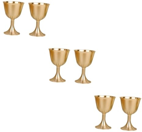 Amosfun 6 Pièces Verre À Vin En Laiton Décor De Tasse À Vin Tasse De Bureau Verres À Communion Calice À Gobelet De Ménage s À En Or Gobelet tage s