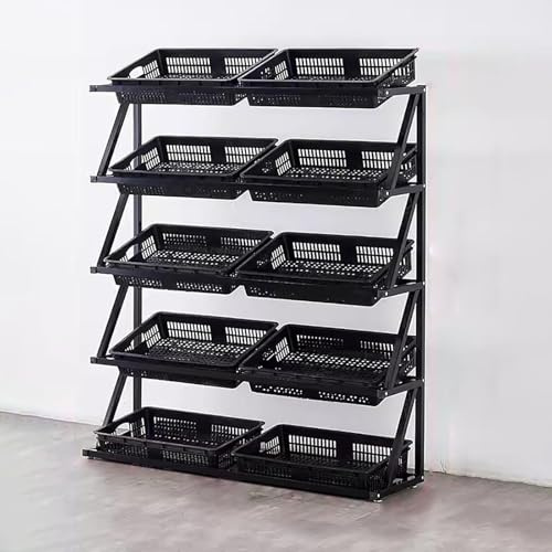 Organisateur d'étagère à légumes à fruits de supermarché à 5 niveaux,Support d'affichage de collations de magasin de commodité,Grande capacité panier de vente au détail de cuisine pour pommes de terre