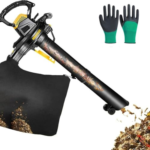 Garden Leaf Blower & Vacuum Shredder with Wheels, 3800W 3 in 1 Leaf Blower Corded with 40L Leaf Collection Bag, 6-speed Adjustable, 16:1 Shredding Ratio, Strong Suction, for Lawn Care(15 meters wire)