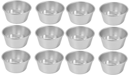 OKUMEYR 12pcs Non-Stick Pudding Molds Multi-Function Baking Cups for Muffins Tarts and Desserts High Temperature Resistant Bakeware for Easy Baking and -up