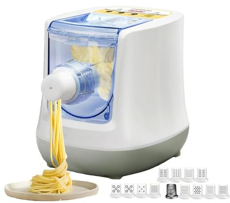 Kindevieft MáQuina AutomáTica para Hacer Pasta, MáQuina EléCtrica para Hacer Pasta con 13 Formas De Pasta, 260 W, MáQuina Prensadora De Masa para Espaguetis Y Fideos para Cocina Casera