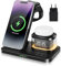 Gerbala Cargador Inalámbrica, 5 en 1 Estación de Carga Inalámbrica con Reloj y Luz de Noche para iPhone 16 15 14 13 12 Pro MAX Cargador Inalambrico Plegable para Apple Watch 9 8 7 6 y AirPods 3 2 Pro