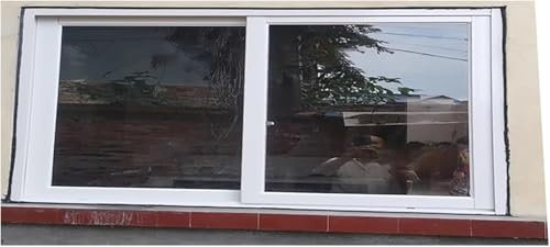 Horizontales Schiebe-Kellerfenster mit Glas und Bildschirmverriegelung, kleines Haushaltsfenster für B-Garagen und Dachboden, weiß, 61 x 45,7 cm, wasserdicht und energieeffizient